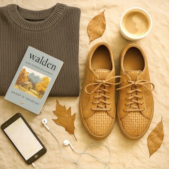 Aquatalia Alaric Woven Leather Sneakers | Italy Waterproof Tan Luxe Street Style - Picture 1 of 16